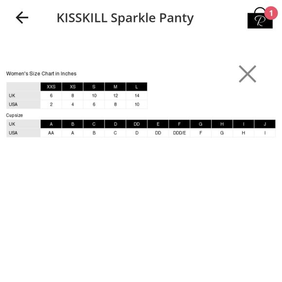 NWT KISSKILL Black Velvet Sparkle Panty with Crystals size Small - Picture 6 of 6